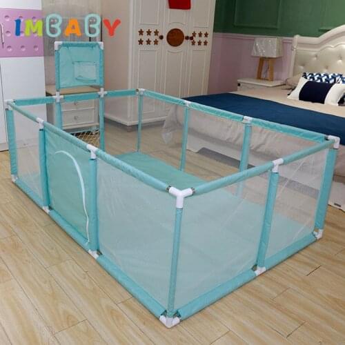 IMBABY Kids Safety Barrier Baby Playpen Newborn Fence Happy Basketball And Football Game Field For Children Pool Ocean Balls