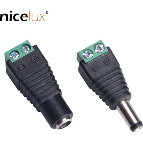 Female Male DC Power Jack Connector Crimp Terminal Block Plug Adapter for 2pin 5050 3528 Single Color LED Strip CCTV Camera Wire