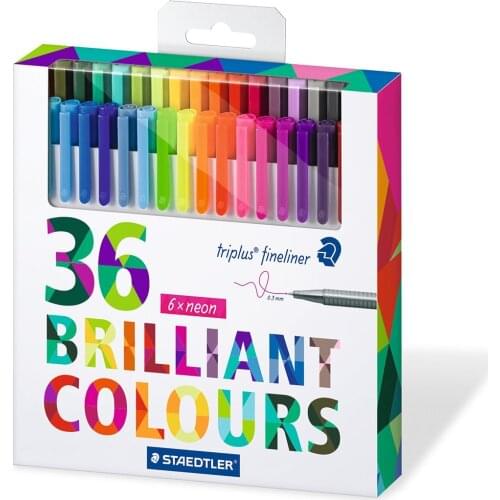 Juego de bolígrafos de colores variados de 36 colores de 0,3mm, juego de bolígrafos Fineliner de Triplus, caja de tarjetas
