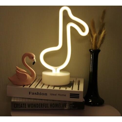 Creative LED Music Note Shape Neon Night Light For Kids Rooms Battery Power & USB Night Lamp Table Lamp Party Decoration Lights