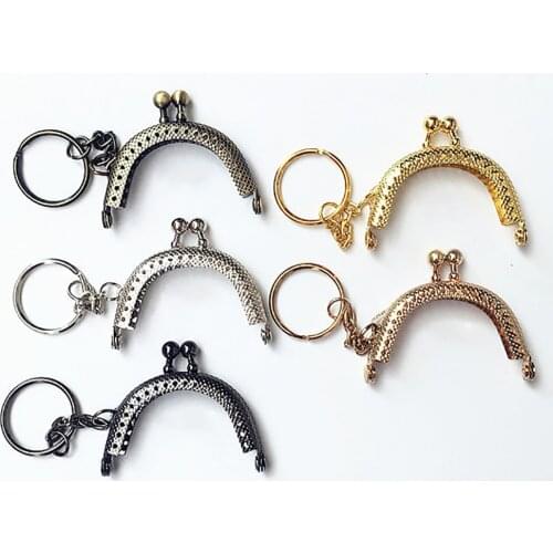 Mini Metal Coin Purse Bag Change Purse Frame with Keychain Arch Frame Kiss Clasp Lock DIY Craft Wallet Accessaries 5cm