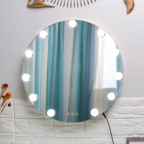 Nordic Style Wall-mounted Vanity Mirror Desktop LED Soft Light HD Large Mirror With Lamp INS Fill Light Lving Room Decor Mirror
