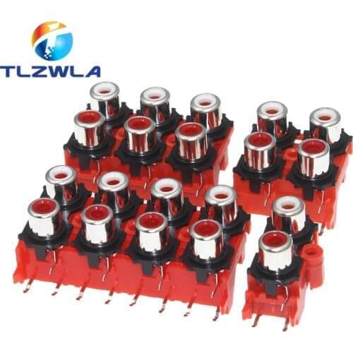 100pcs New 2P 4P 6P 8P RCA Female Audio Video Plug AV Connector Socket Connector AV2-8.4-13 Red PCB Parts