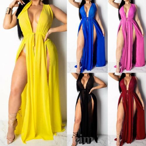 2019 New Womens Bikini Cover Up Swimwear Beach Maxi Wrap Skirt Sarong Kimono Kaftan Long Dress