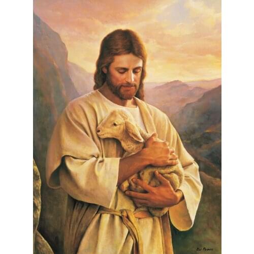 Wholesale painting #good quality # TOP Art # Catholicism Jesus Christ and sheep art oil painting on canvas -free shipping cost