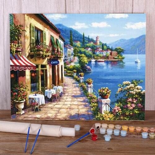 Landscape Town Seaside Painting By Numbers Set Oil Paints 40*50 Paiting By Numbers Home Decor Crafts For Adults For Art