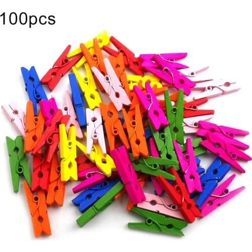 100Pcs Natural Wooden Photo Clips Clothespins DIY Wedding Party Craft Decor Pegs mini clips Craft Clips Home Decor porte photo