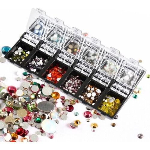 12 Grids Clear Empty Storage Box Rhinestone Acrylic Crystal Beads Jewelry Decoration Nail Art Accessories Pills Container Case
