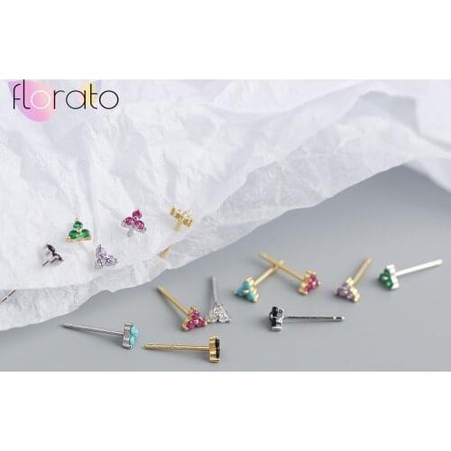 YUXINTOME 925 Sterling Silver Pave Crystal Stud Earrings for Women Simple Exquisite Earrings Fashion Jewelry Accessories