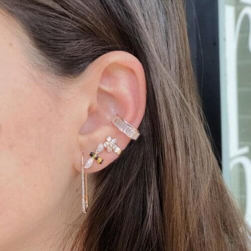 925 sterling silver sweet adorable lovely Gold filled jewelry colorful cz paved cute animal honeybee stud earring women jewelry