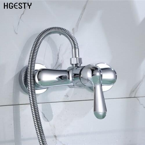 Bath Shower Faucet Set Wall Mounted Water Control Valve Mixing Valve Bathroom Faucet Hot Cold Water Tap Handle Shower Head Hose
