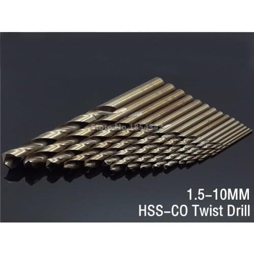 15pcs Set 1.5MM-10MM Cobalt High Speed Steel Twist Drill Hole M35 Stainless Steel Tool Set The Whole Ground Metal Reamer Tools