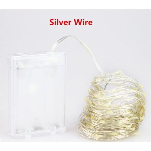 2M 5M 10M 20/50/100 Led Strings Silver Wire 3XAA Battery Operated Christmas Wedding Party Decoration LED String Fairy Lights