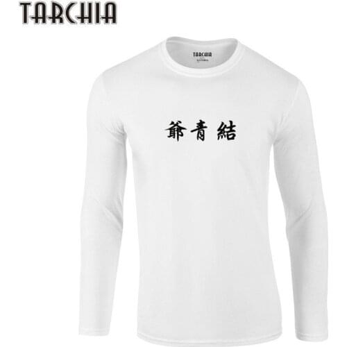 TARCHIA Free Shipping Mens Long Sleeve Tee Homme Man T-Shirts Cotton Tee Plus Size Boy Wear Dryad Genius Chinese Word