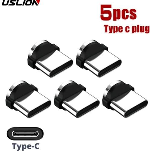 USLION 5Pcs 360 Rotation Magnetic Type C Tips For Mobile Phone Replacement Parts Durable Type C Converter Charging Cable Adapter