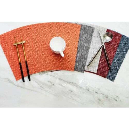 Japanese Mat PVC Mat Insulation Anti-Slip fang tang dian Bamboo Grain Arc Sector Mat table mat coaster placemat for dining table