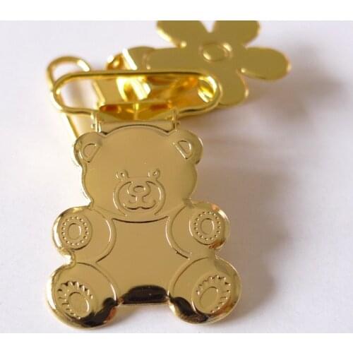 25pcs 1'' 25mm GOLD Color Bear Shape Suspender Clips