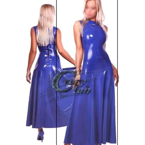 Crazy club_Sexy customize Women Rubber dresses Sexy Latex Long Dress Fetish rubber Vestidos Party Wear Celibrity Dress Sale
