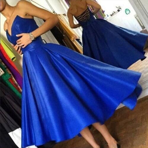 Sexy Sweetheart High Low Royal Blue Prom Dresses Short Lace Up Back Custom Made Women Special Occasion Party Gowns Evening Gown
