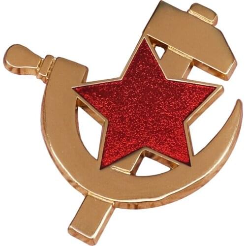 USSR red star pin Soviet Communism badge sickle and hammer brooch men patriot jewelry gift