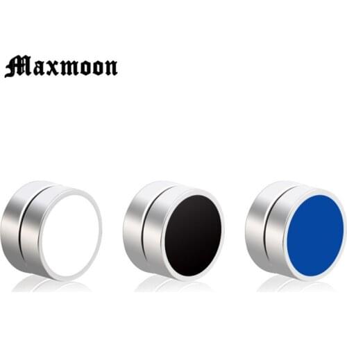 Maxmoon 1Pair Punk Women Men Strong Magnet Magnetic Ear Stud Non Piercing Earrings Fake Earrings Gift for Boyfriend Lover
