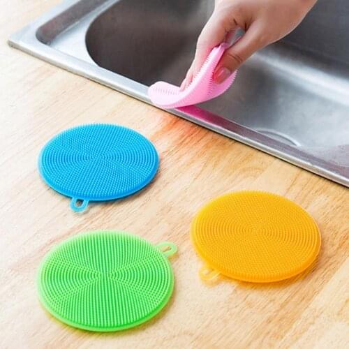1PCS Multi-function Color Silicone Dishwashing Brush Brush Decontamination Dish Kitchen Cleaning Household Cloth Double-sid Q8S5