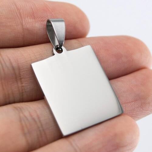 100% Stainless Steel Rectangle Blank ID Tags Pendants Double Sided Polished Necklaces & Pendants Charm For Best Friend 10pcs