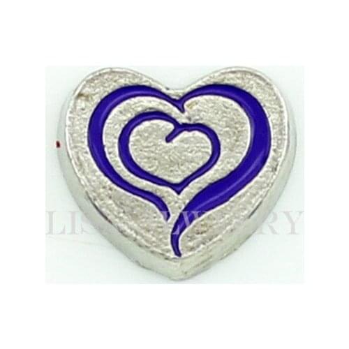 10pcs hot purple double hearts floating charm fit living memory floating locket as families friend gift