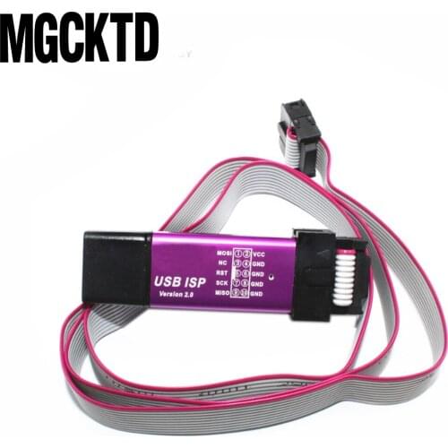 2PCS= 1pcs USBASP+1 pcs download cable .. USBISP AVR Programmer USB ATMEGA8 ATMEGA128 Support Win7 64K with Cover