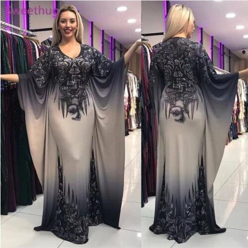 2020Womens Muslim Abayas Dubai Islamic Clothing Bangladesh Hijab Evening Dresses Batwing Sleeve Maxi Dresses Ramadan Eid Mubarak
