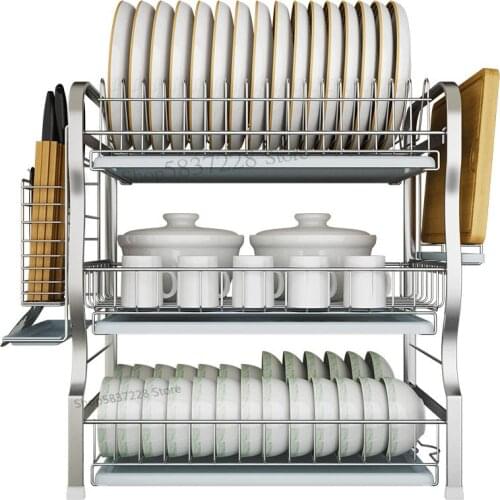 304 stainless steel dish rack drain rack wall-mounted home kitchen racks to dry dishes chopsticks storage box