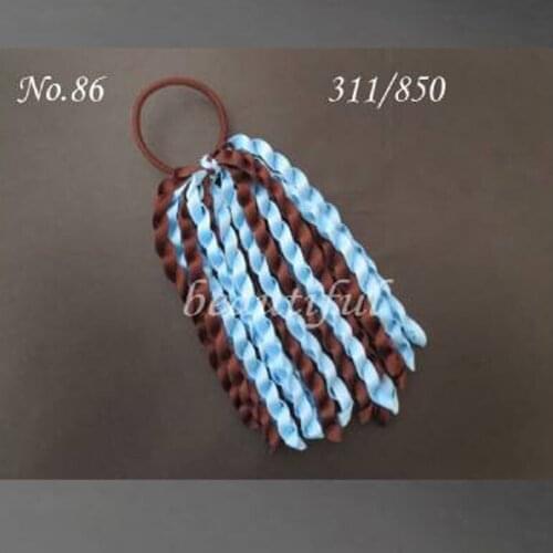 50 pcs Girl Ponytail various color ribbons streamers hair bows with elastic