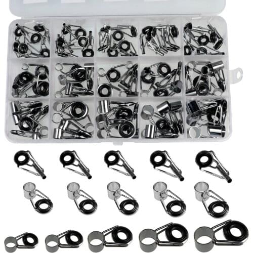 80Pcs/Lot Telescopic Surf Fishing Rod Guides Tip Tops Repair Kit #1.8-#8.6 Telescope Sea Saltwater Fishing Rod Fix Guide Tips