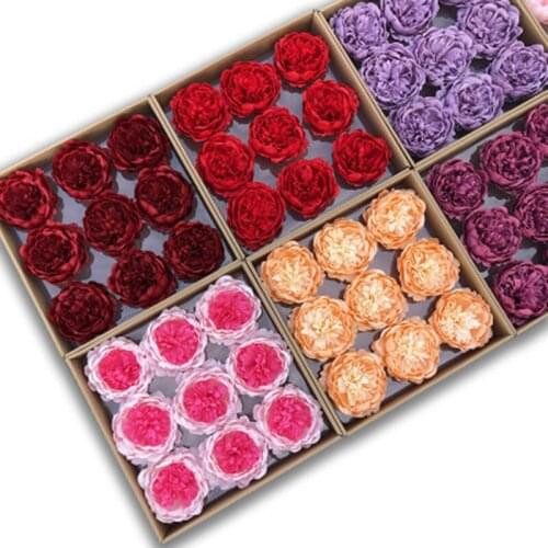 9pcs/box New Peony Giant Flower Head Artificial Rose Flower Head Soap Flowers Valentines Day Gift Love Gift Wedding Home Decor
