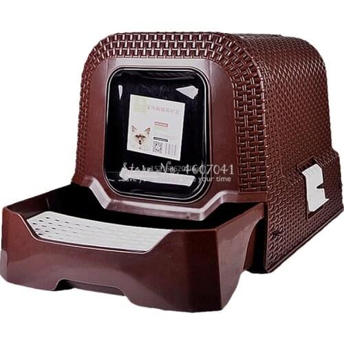 A,Closed Litter Box Cat Toilet Cat Litter Deodorization Big Size Thicker Pressure Material Anti-splash Pedal with Tool