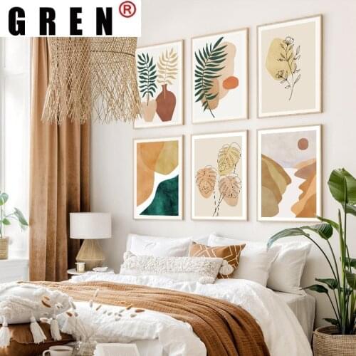 GREN Abstract Graphics Illustration Flower Bohemia Canvas Painting Wall Art Painting Print Poster Picture Living Room Home Decor