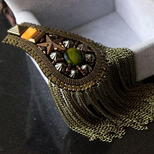 Handmade Rock-trend Jewelery Tassel Big Shoulder Brooch Epaulet Epaulettes Spikes Escapulario Blazer Accessories Pin Badge
