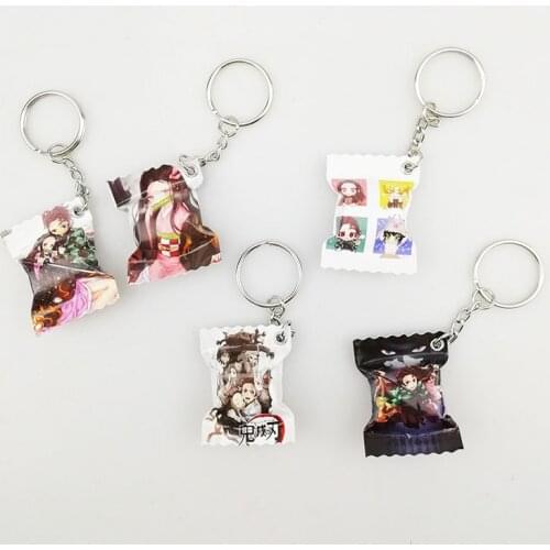 CWFDY Demon Slayer: Kimetsu no Yaiba Pillow Keychain Kamado Tanjirou Agatsuma Zenitsu Cartoon Figure Keychain Anime Accessories