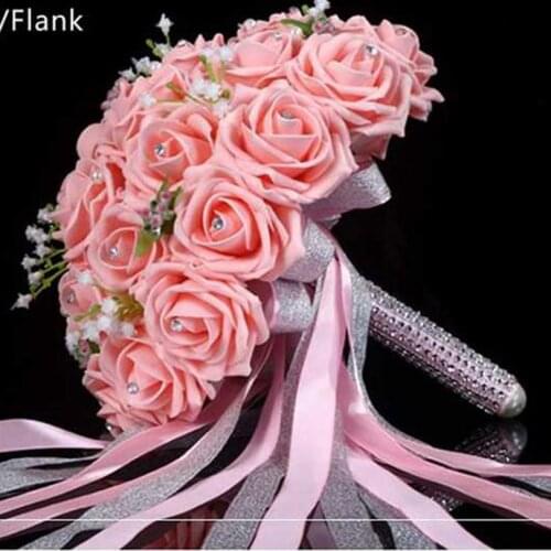 Buque De Noiva Romantic flowers in hands Rose with pearls Birdal bouquet bridal bouquets for bridesmaids for girls in a flower