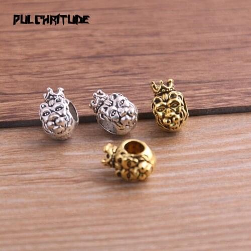 10pcs 8*9*12mm Two Color Crown Tiger Bead Spacer Bead Charms For Diy Beaded Bracelets Jewelry Handmade Making