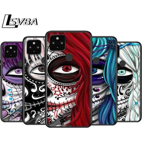 Skull face for Google Pixel 5 Pixel 4a 5G Pixel 4a Pixel 4 Pixel 4 XL Silicone Soft Black Phone Case Cover