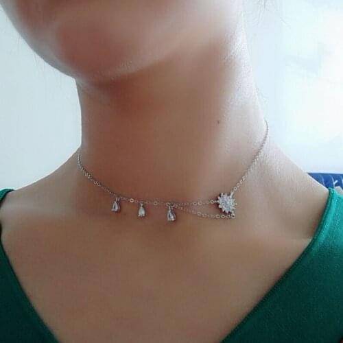 Simple Boho Gold Color Silver 925 flower charm Necklace Chockers For Women Bijou Necklaces Pendants gorgeous Chokers