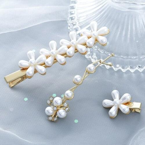 Elegant Pearl Blossom Flowers hair pinch clip combo fashion design French Clip Wedding Hair ornament accessories