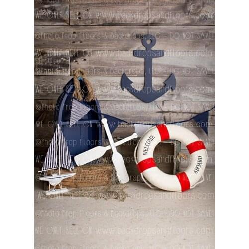Anchor Ship Wood Flag Vintage Dark Faux Rustic Nautical photography backgrounds Computer print children kids backdrop