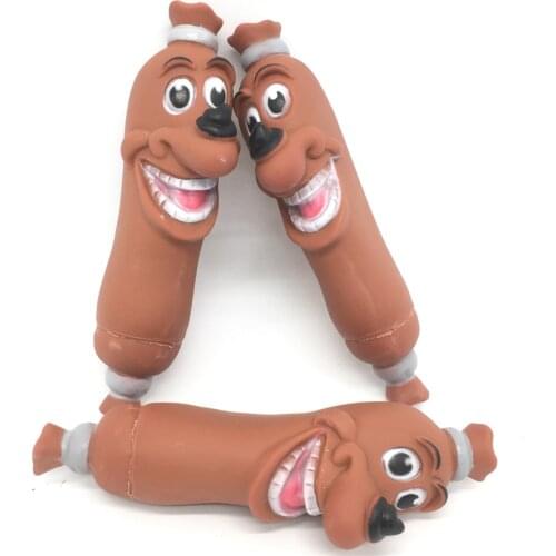 Interactive Squeaky Pet Dog Toys Teeth Cleaning Funny Brown Chew Toy Rubber Sausage Products Toys For Large Small Dogs Shrilling