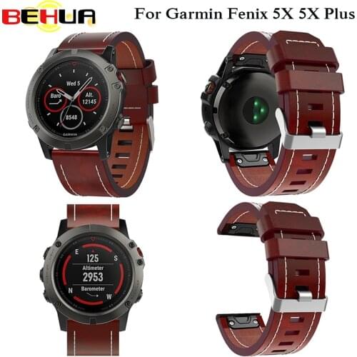 New Leather wrist Watch Strap Easy fit quick Bracelet Belt 26MM For Garmin Fenix 3/ Fenix 5X 5X Plus Smart Watch band wristband