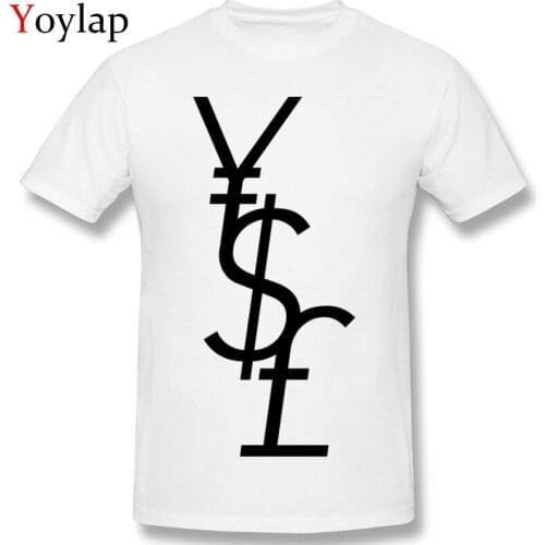 Summer/Fall Short Sleeve 100% Cotton Male T Shirt Interesting Yen Dollar Pound Currency Symbol Printing Short Sleeve Tee Shirts