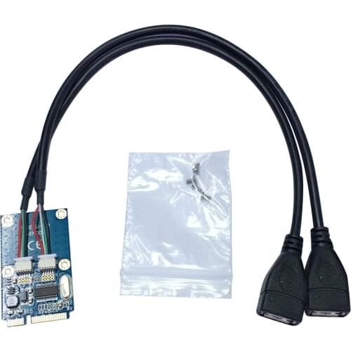 Mini PCI-E PCI Express to Dual USB Adapter mPCIe to 5 Pin 2 Port USB2.0 Converter for Full/half Height Mini Card/USB flash disk