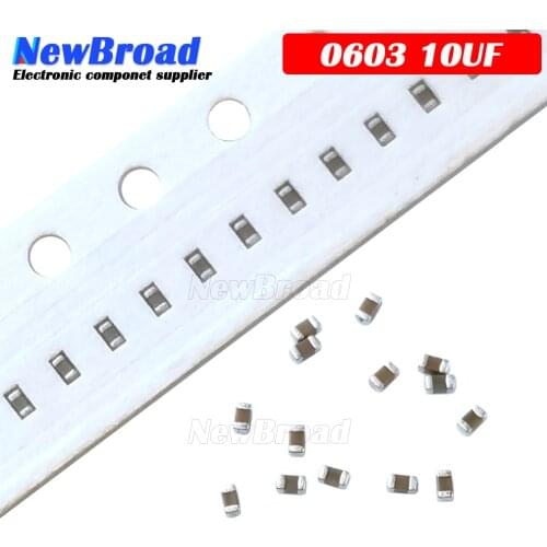 100pcs 10uF X5R Error 20% 6.3V 0603 106 SMD Thick Film Chip Multilayer Ceramic Capacitor