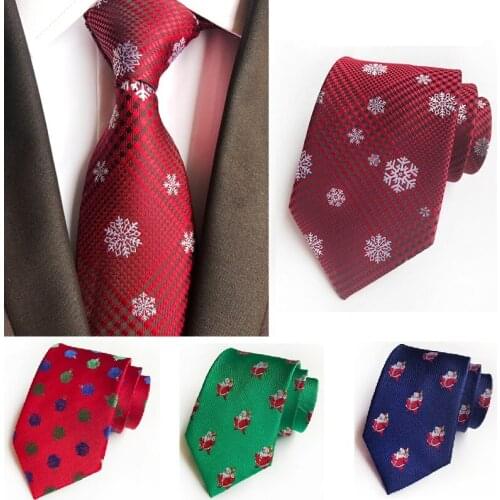 HOOYI Men Christmas Tie Snow Gift Necktie Santa Claus Silk Neck Ties for Party Red 8cm
